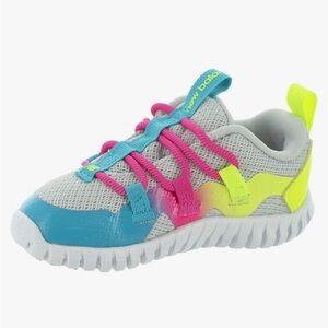 New Balance Kids Multicolor Mesh Sneaker in Gray, Blue, Pink, Neon Yellow